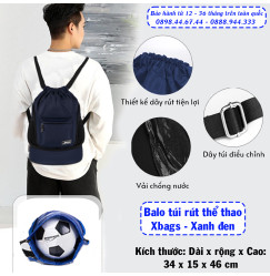 Balo dây rút thể thao xanh đen Xbags Wisdom Xb 6005, Chất liệu chống thấm nước hiệu quả  Balo dây rút thể thao xanh đen Xbags Wisdom Xb 6005, Chất liệu chống thấm nước hiệu quả