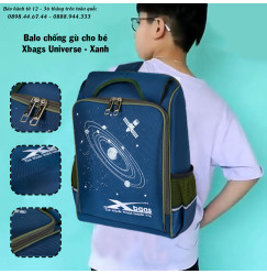 BALO CHỐNG GÙ TIỂU HỌC XBAGS UNIVERSE - XANH  BALO CHỐNG GÙ TIỂU HỌC XBAGS UNIVERSE - XANH